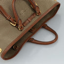 PRADA Hand Bag Canvas Beige Gold Auth ep7180-6