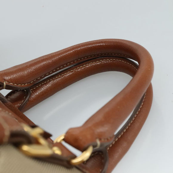 PRADA Hand Bag Canvas Beige Gold Auth ep7180