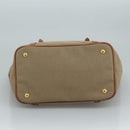 PRADA Hand Bag Canvas Beige Gold Auth ep7180-5
