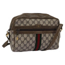 GUCCI GG Supreme Web Sherry Line Shoulder Bag PVC Beige Green Red Auth ep7185-1