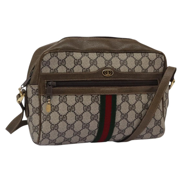GUCCI GG Supreme Web Sherry Line Shoulder Bag PVC Beige Green Red Auth ep7185