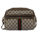 GUCCI GG Supreme Web Sherry Line Shoulder Bag PVC Beige Green Red Auth ep7185-2