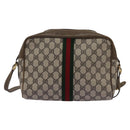 GUCCI GG Supreme Web Sherry Line Shoulder Bag PVC Beige Green Red Auth ep7185-3