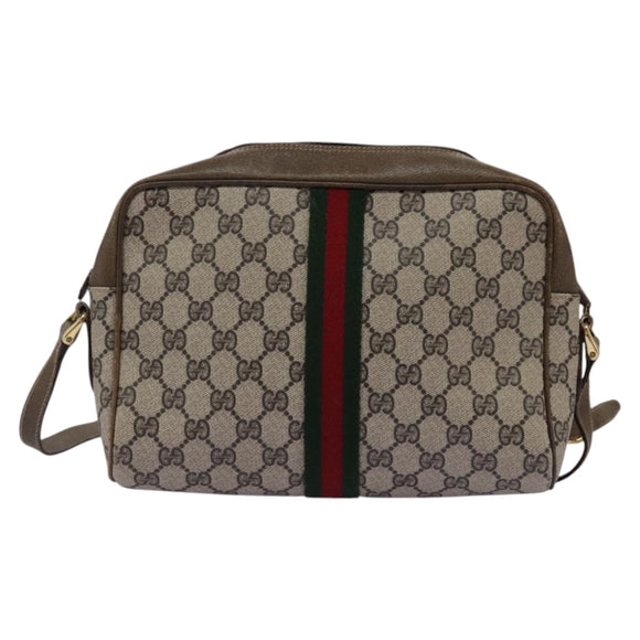 GUCCI GG Supreme Web Sherry Line Shoulder Bag PVC Beige Green Red Auth ep7185