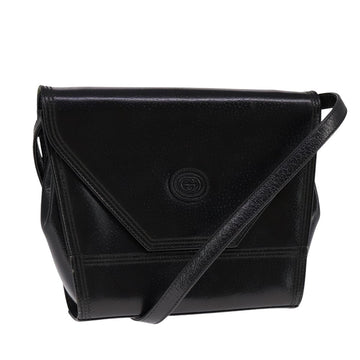 GUCCI Shoulder Bag Leather Black Auth ep7207