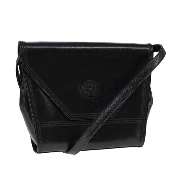 GUCCI Shoulder Bag Leather Black Auth ep7207