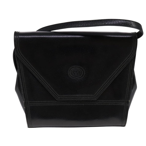 GUCCI Shoulder Bag Leather Black Auth ep7207