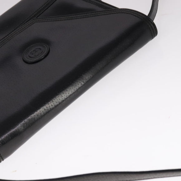 GUCCI Shoulder Bag Leather Black Auth ep7207