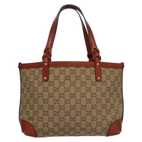 GUCCI GG Canvas Tote Bag Beige Brown Auth ep7226