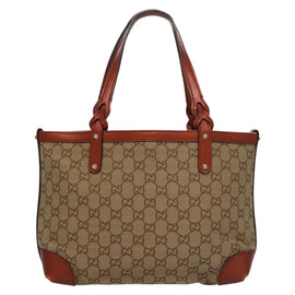 GUCCI GG Canvas Tote Bag Beige Brown Auth ep7226 - 0