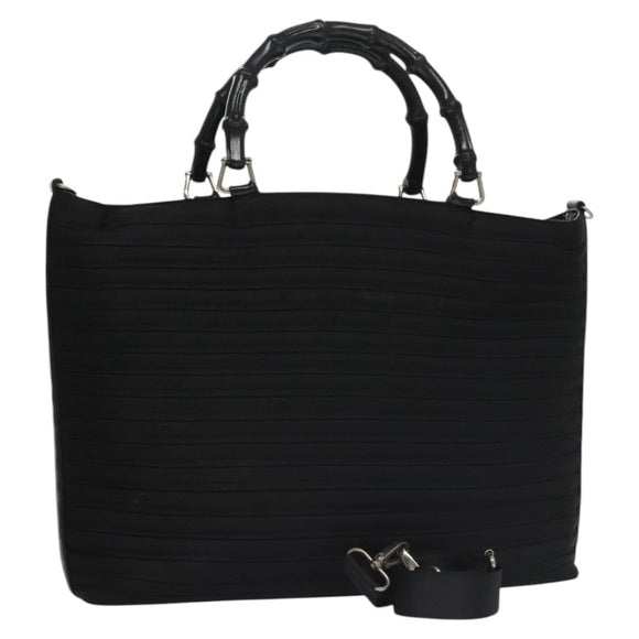 GUCCI Bamboo Hand Bag Nylon 2way Black Auth ep7254