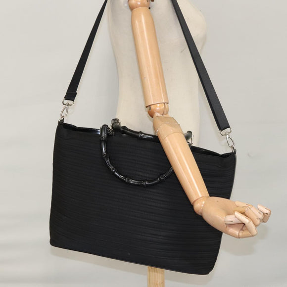 GUCCI Bamboo Hand Bag Nylon 2way Black Auth ep7254