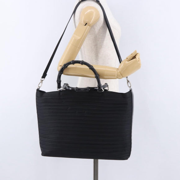 GUCCI Bamboo Hand Bag Nylon 2way Black Auth ep7254