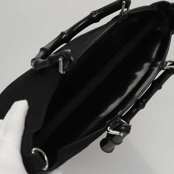 GUCCI Bamboo Hand Bag Nylon 2way Black Auth ep7254