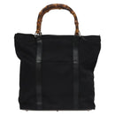 GUCCI Bamboo Hand Bag Nylon Black Auth ep7284-13