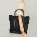GUCCI Bamboo Hand Bag Nylon Black Auth ep7284-23