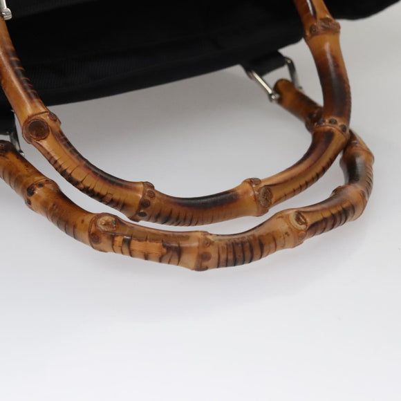 GUCCI Bamboo Hand Bag Nylon Black Auth ep7284
