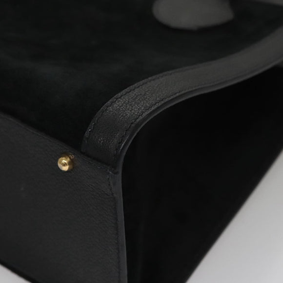 GUCCI Bamboo Hand Bag Suede Leather Black Auth ep7313