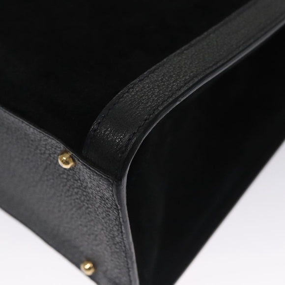 GUCCI Bamboo Hand Bag Suede Leather Black Auth ep7313