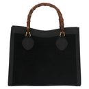 GUCCI Bamboo Hand Bag Suede Leather Black Auth ep7313-2