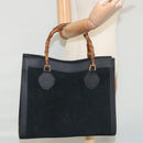 GUCCI Bamboo Hand Bag Suede Leather Black Auth ep7313-26