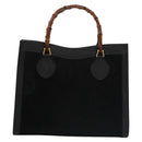 GUCCI Bamboo Hand Bag Suede Leather Black Auth ep7313-2