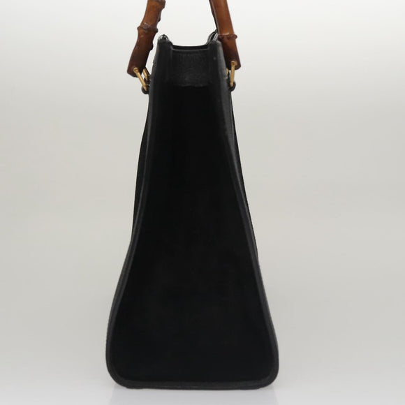 GUCCI Bamboo Hand Bag Suede Leather Black Auth ep7313