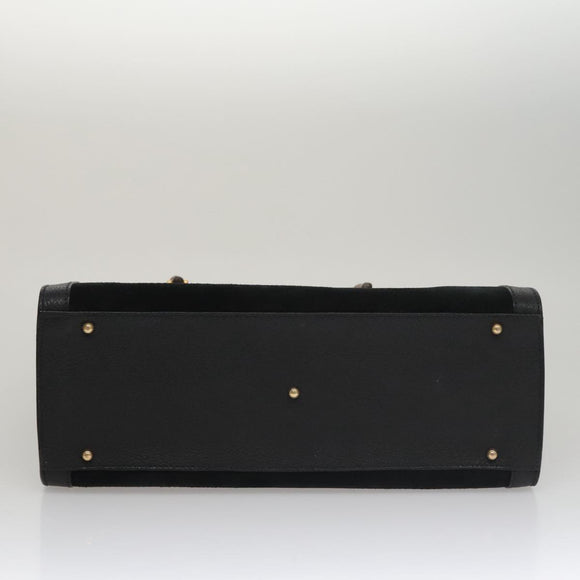 GUCCI Bamboo Hand Bag Suede Leather Black Auth ep7313
