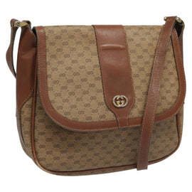 GUCCI Micro GG Canvas Shoulder Bag PVC Beige Auth ep7320