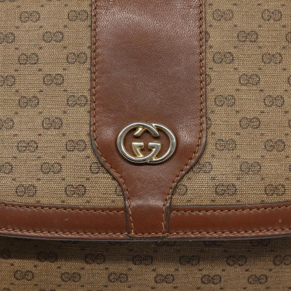 GUCCI Micro GG Canvas Shoulder Bag PVC Beige Auth ep7320