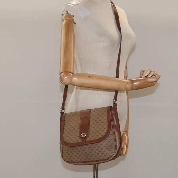 GUCCI Micro GG Canvas Shoulder Bag PVC Beige Auth ep7320