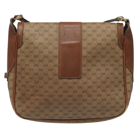 GUCCI Micro GG Canvas Shoulder Bag PVC Beige Auth ep7320