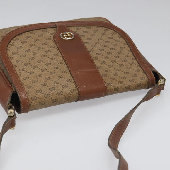 GUCCI Micro GG Canvas Shoulder Bag PVC Beige Auth ep7320