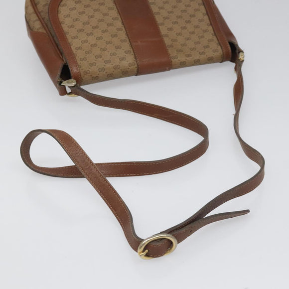 GUCCI Micro GG Canvas Shoulder Bag PVC Beige Auth ep7320