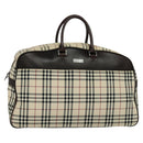BURBERRY Nova Check Boston Bag Canvas Beige Auth ep7325-1