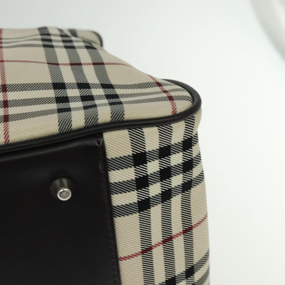 BURBERRY Nova Check Boston Bag Canvas Beige Auth ep7325