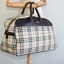 BURBERRY Nova Check Boston Bag Canvas Beige Auth ep7325-20