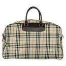 BURBERRY Nova Check Boston Bag Canvas Beige Auth ep7325-3