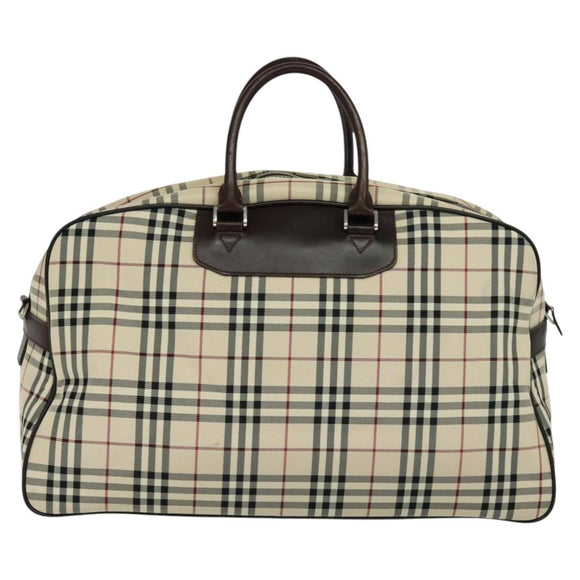 BURBERRY Nova Check Boston Bag Canvas Beige Auth ep7325