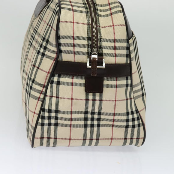 BURBERRY Nova Check Boston Bag Canvas Beige Auth ep7325