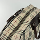 BURBERRY Nova Check Boston Bag Canvas Beige Auth ep7325-6