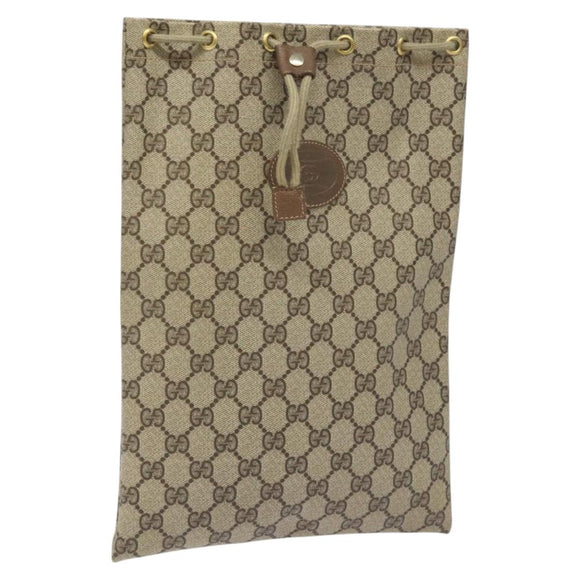 GUCCI GG Supreme Pouch PVC Leather Beige 97 19 303 Auth ep7389