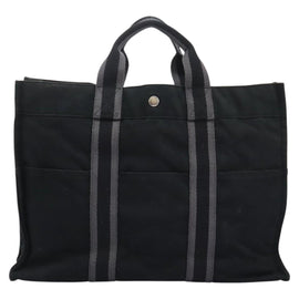 HERMES Fourre Tout MM Hand Bag Canvas Black Auth ep7392 - 0