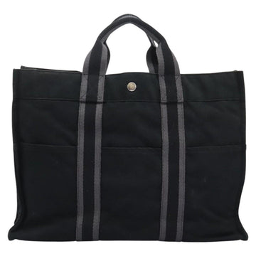 HERMES Fourre Tout MM Hand Bag Canvas Black Auth ep7392 - 0