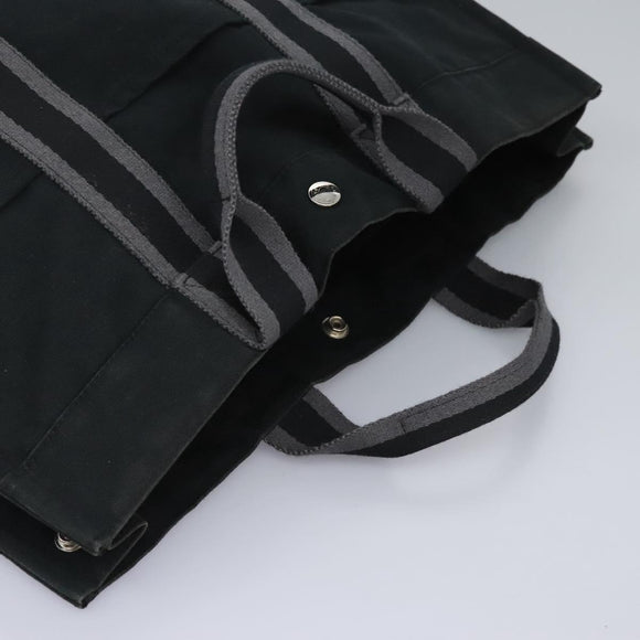 HERMES Fourre Tout MM Hand Bag Canvas Black Auth ep7392