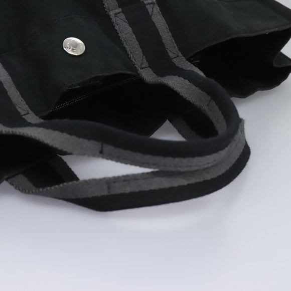 HERMES Fourre Tout MM Hand Bag Canvas Black Auth ep7392