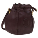 CARTIER Shoulder Bag Leather Red Auth ep7404-1