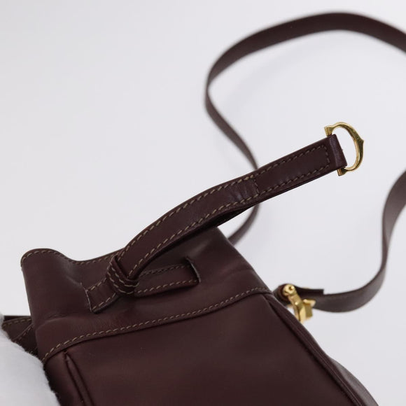 CARTIER Shoulder Bag Leather Red Auth ep7404