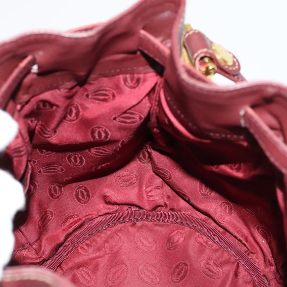 CARTIER Shoulder Bag Leather Red Auth ep7404