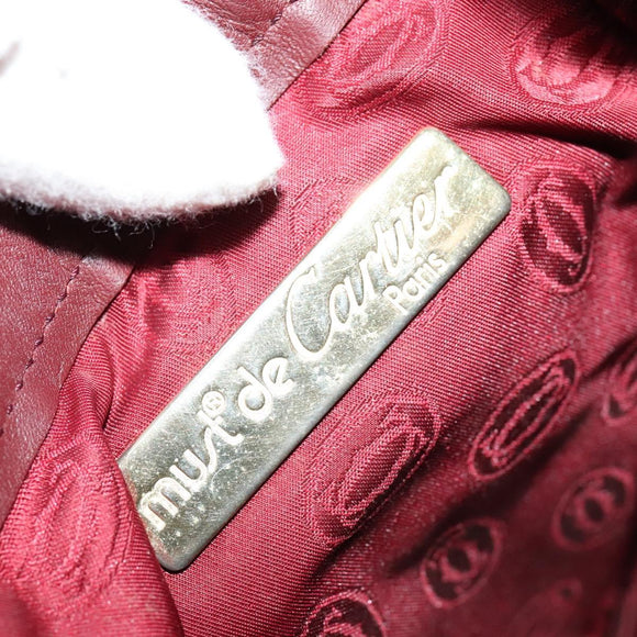 CARTIER Shoulder Bag Leather Red Auth ep7404